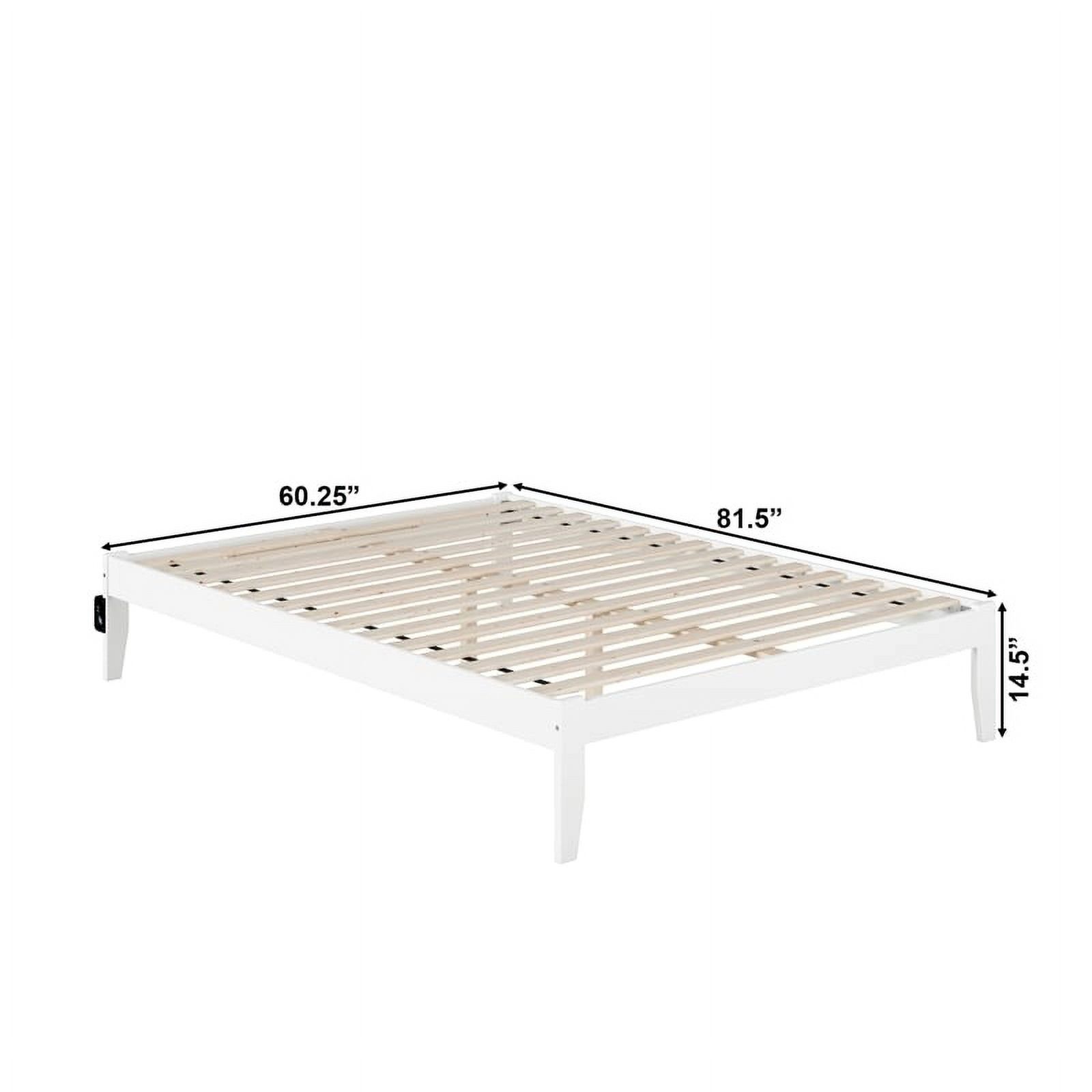 Bowery Hill Modern Solid Wood Queen Bed with USB Charging Station in White