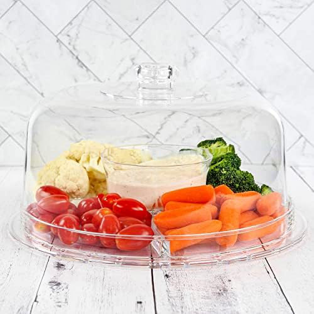 Clear Cake Stand With Dome Cover Lid - 12In Multi-Function Cake Plate Serving Platter And Punch Bowl Set