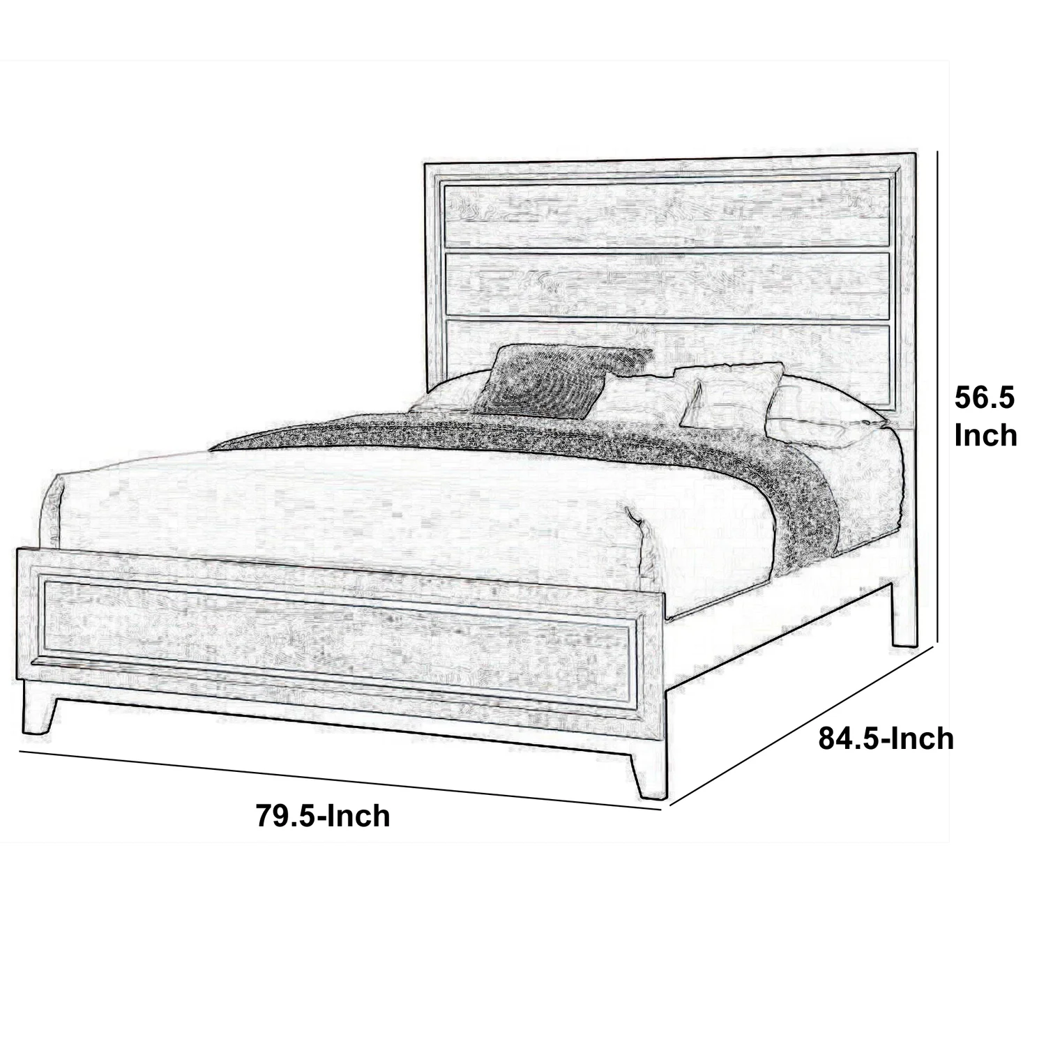 Transitional Wooden Eastern King Bed with Plank Headboard, Gray Oak