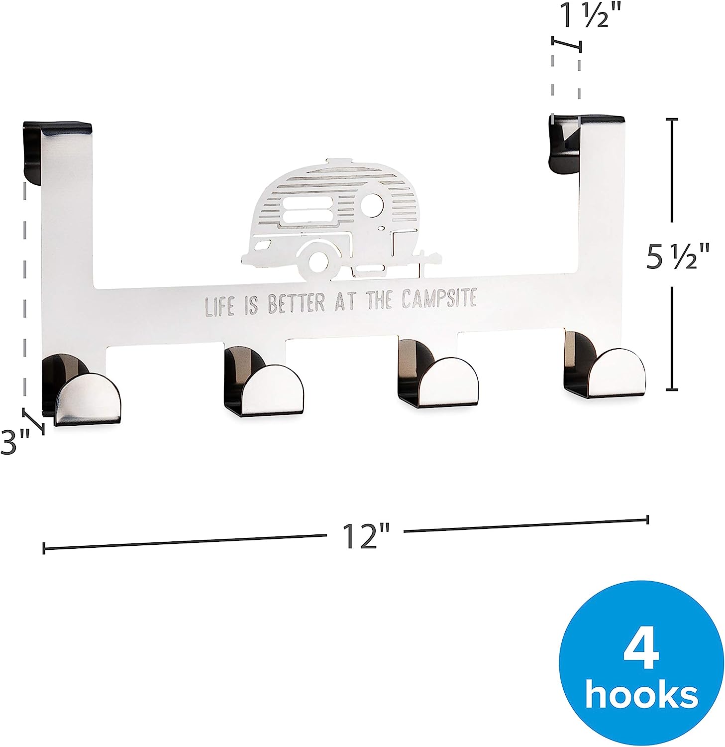 Camco Life is Better at The Campsite Camper/RV Over-the-Door Towel Hanger | Convenient to Use & Fits Up to 1-1/2-Inches Thick Standard Interior Doors (53388)