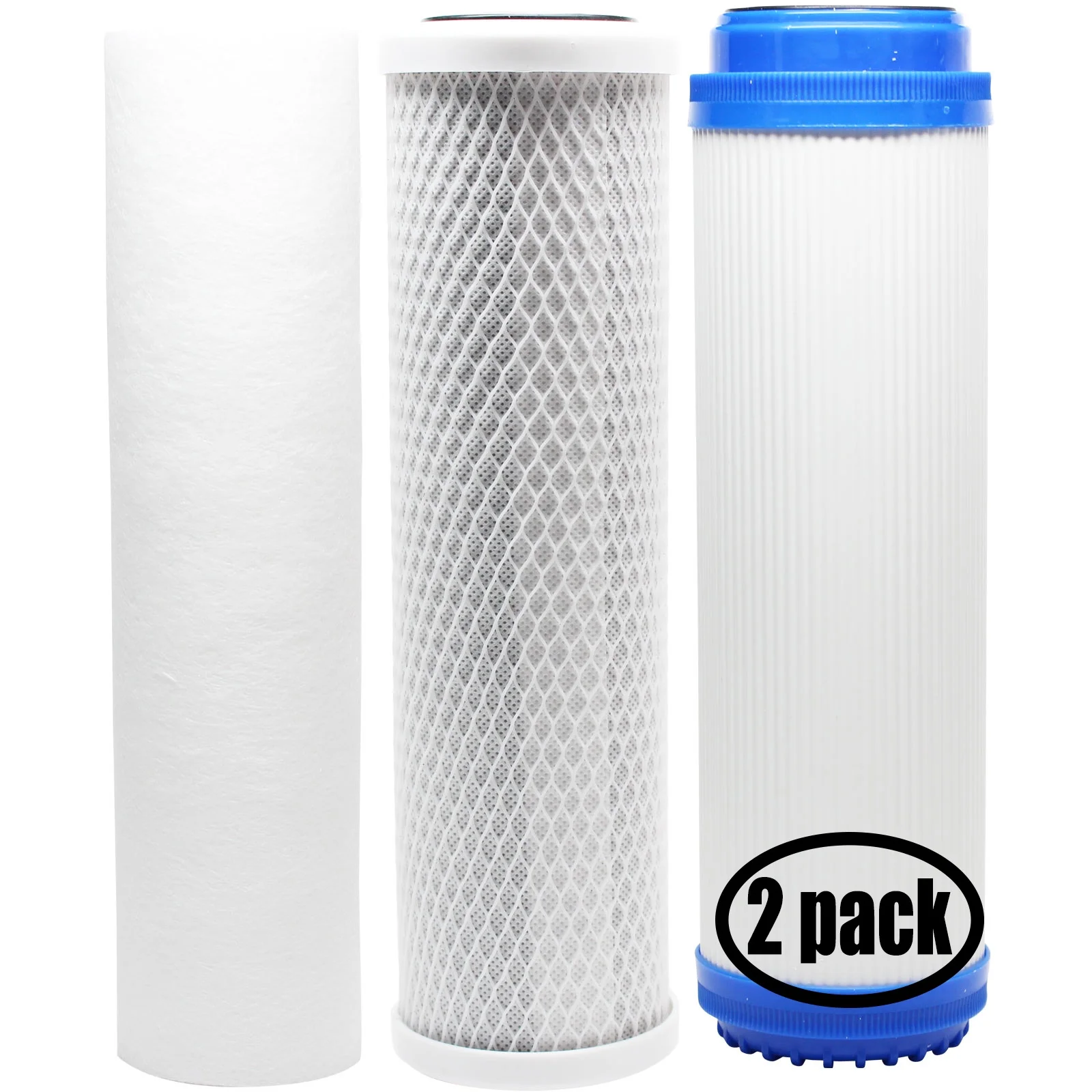 2-Pack Replacement for Filter Kit for Hydronix HF3-10CLWH34PR RO System - Includes Carbon Block Filter, PP Sediment Filter & GAC Filter - Denali Pure Brand