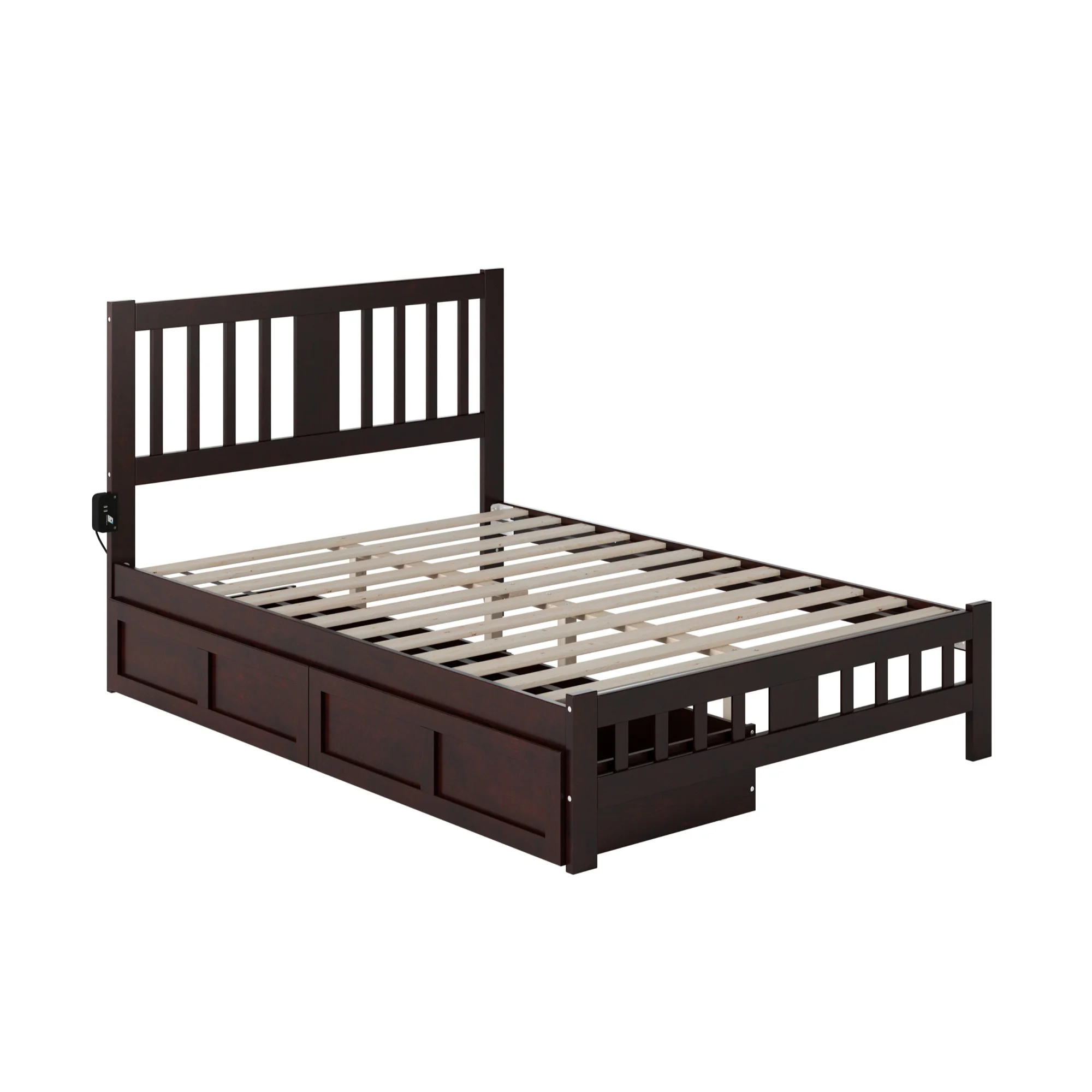 AFI Tahoe Full Solid Wood Bed with Footboard and 2 Drawers in Espresso