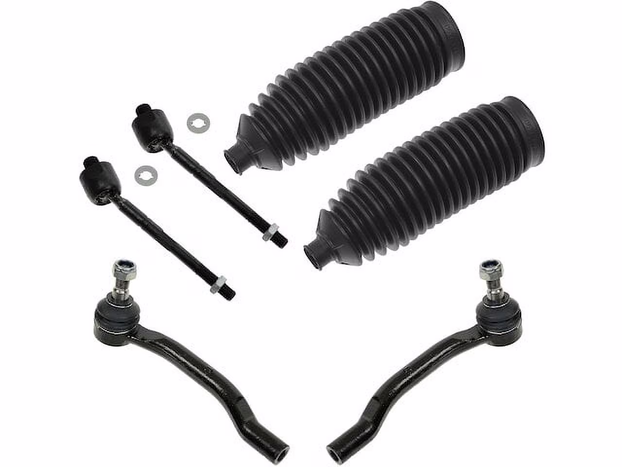 Tie Rod End and Steering Bellows Kit 6 Piece Set - Compatible with 2003 - 2008 Honda Pilot 2004 2005 2006 2007