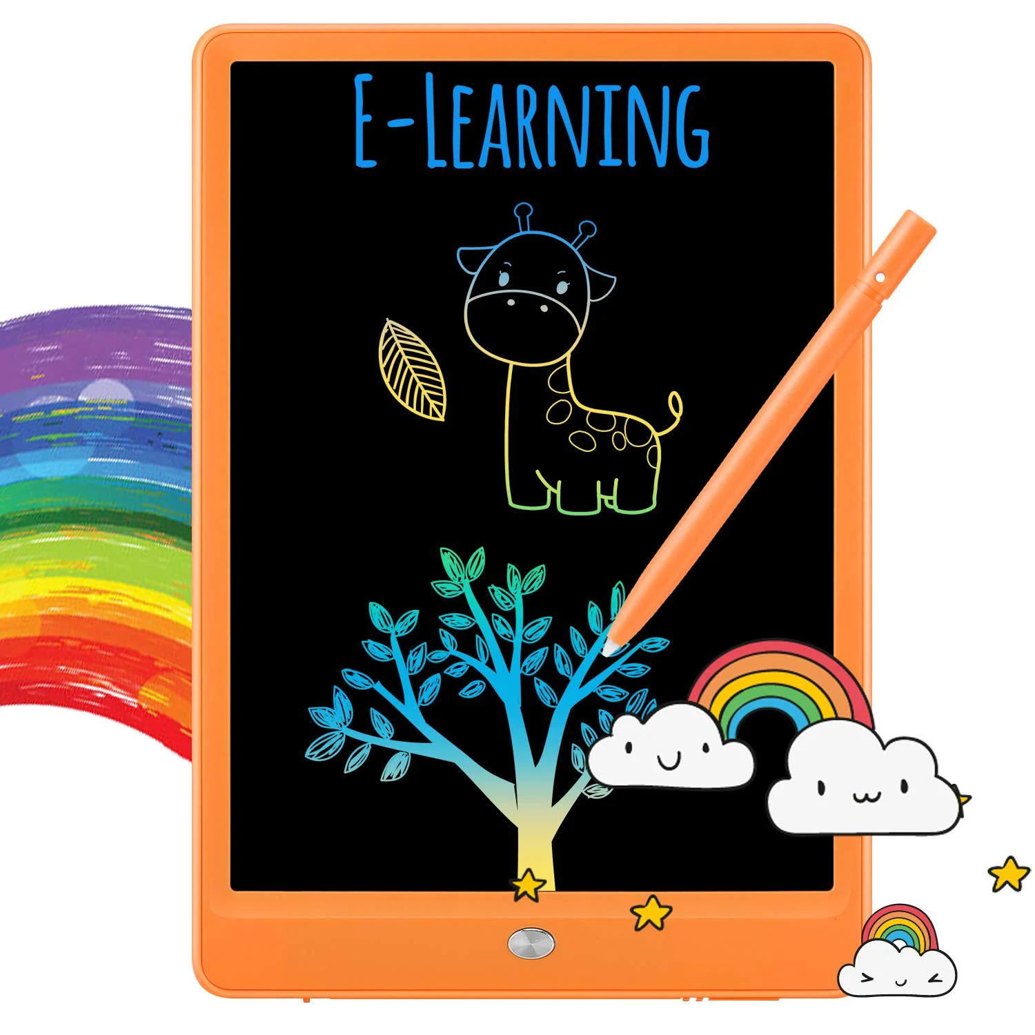 PloutoRich LCD Writing Tablet for Kids, 10inch Doodle Board Drawing Tablet , Colorful Drawing Tablet Writing Pad, Girls Gifts Toys for 3 4 5 6 7 Year Old Girls Boys, Orange