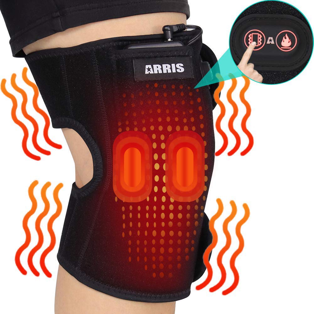 ARRIS Heating Knee Pad with Massage Heated Knee Brace Wrap with 7.4V Battery for Knee Injury