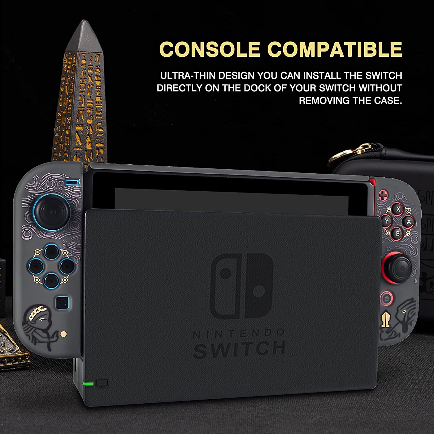 Dockable Protective Case Compatible with Nintendo Switch, Newest Pattern Cover with Anti-Scratch