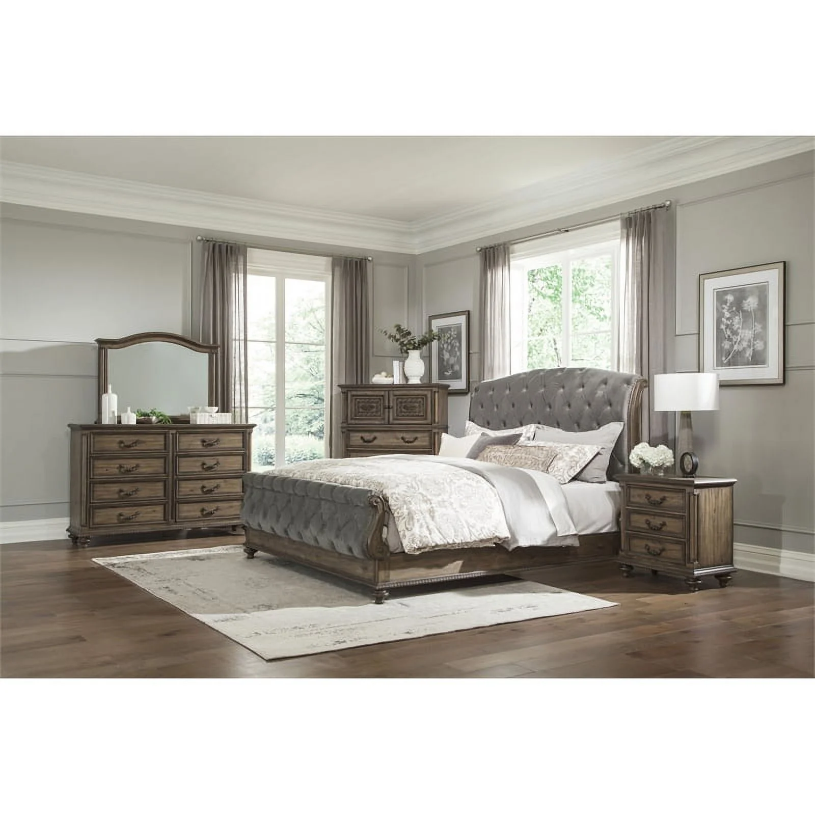 Bowery Hill Rachelle California King bed in Weathered Pecan/Gray