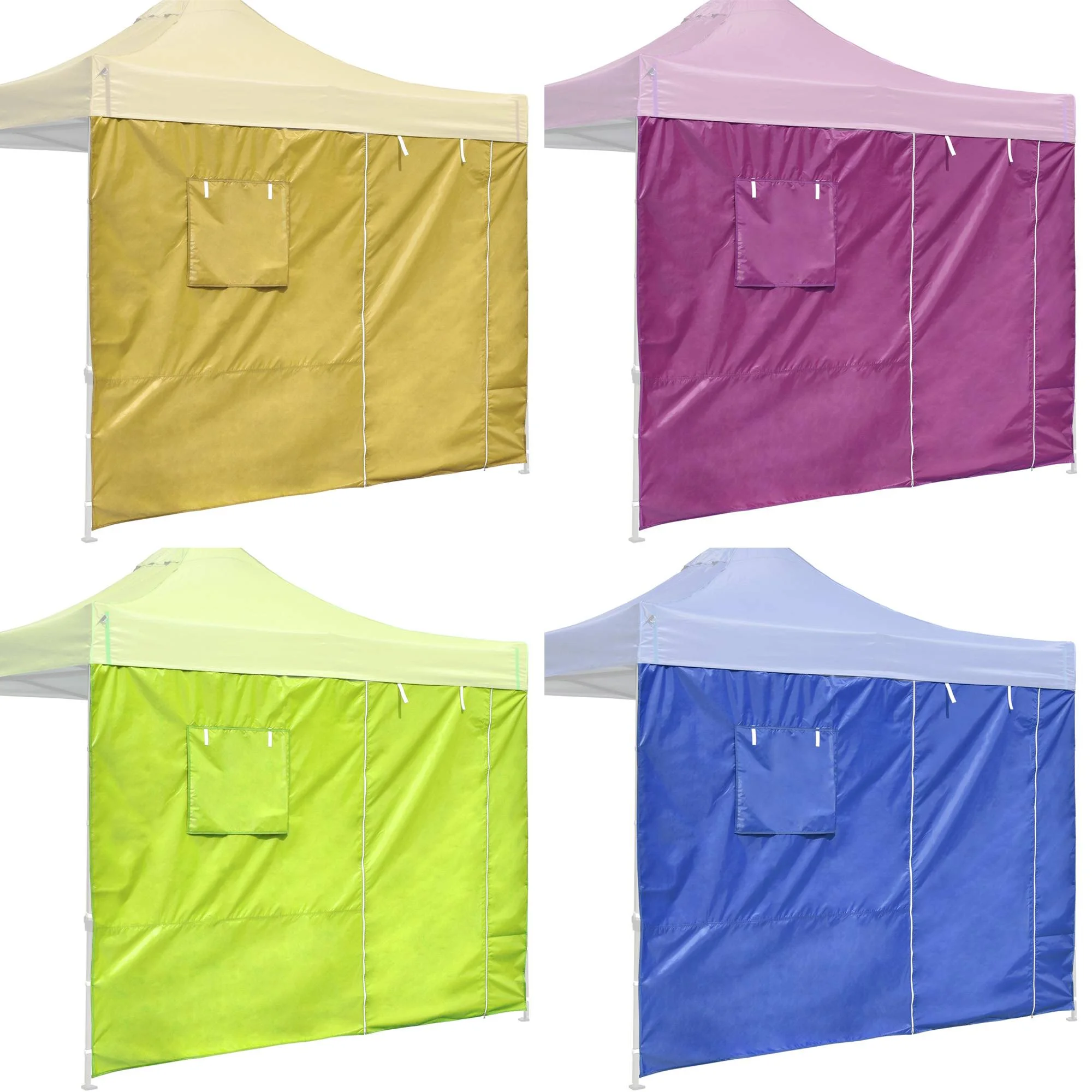 10x10ft EZ Canopy Gazebo Silver Coated Side Wall With Windows + Door