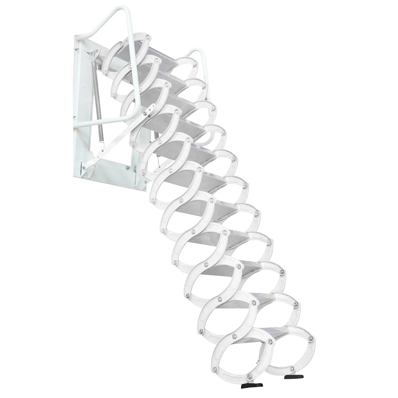 Miumaeov 9.18 ft/ 2.8m 12 Steps Pull Down Attic Stairs Alloy Attic Access Ladder Loft Wall Ladder Stairs Wall-Mounted Folding Ladder Retractable Attic Ladder with Armrests