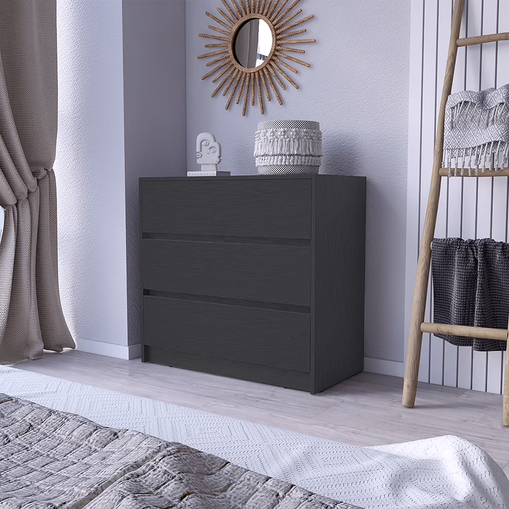 CoSoTower Dresser Maldus, Three Drawers, Black Wengue Finish