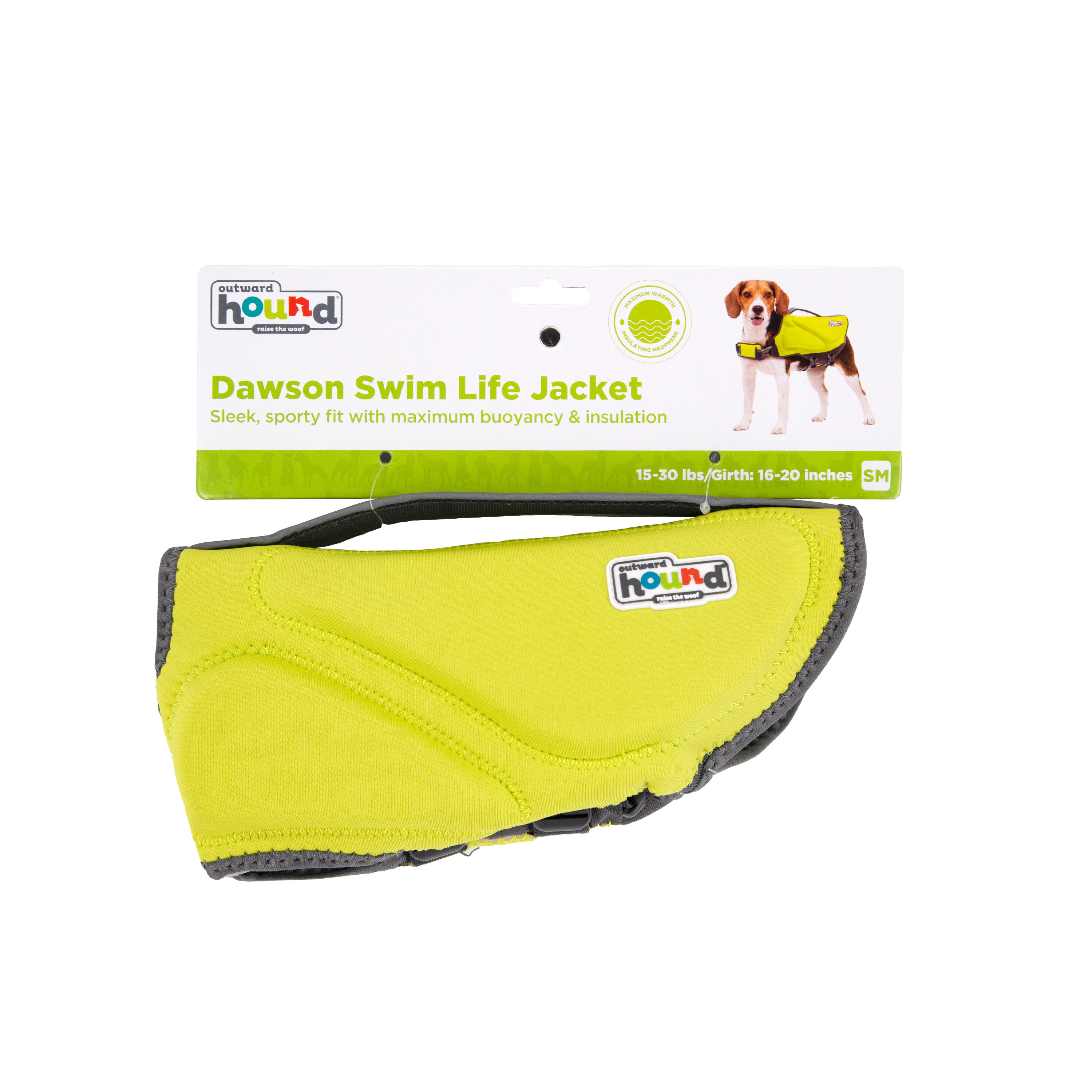 Outward Hound Dawson Swim Dog Life Jacket, Green, Small