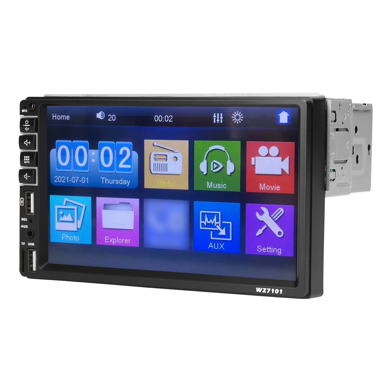 Single Din Car Stereo 7 Inch LCD Touchscreen Monitor BT MP5 Player Car Radio Receiver Support TF/USB/AUX-IN Mobile Phone Link Hands-Free Calling Reverse Picture Steering Wheel Control