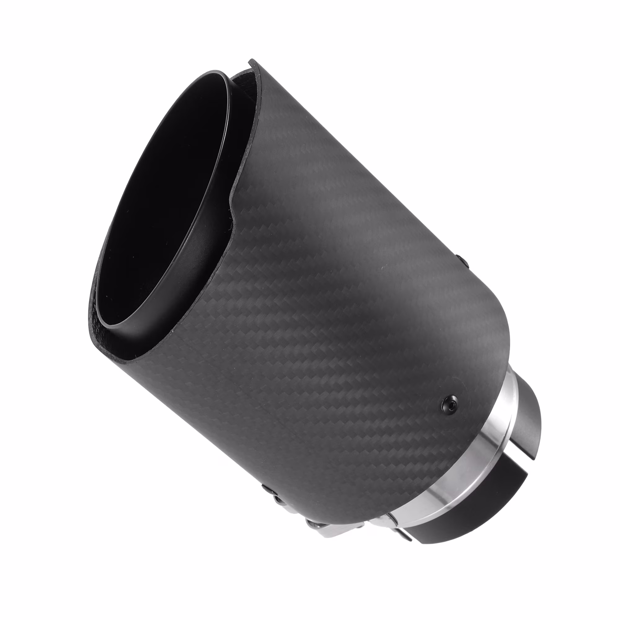 Unique Bargains Car Exhaust Tip Tail Pipe 2.4 Inch Inlet 3.7 Inch Outlet Universal Carbon Fiber Pattern Black