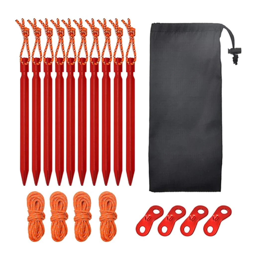 Aluminum Alloy Tent Peg Stakes Nail Outdoor Camping Canopy Awning , Red