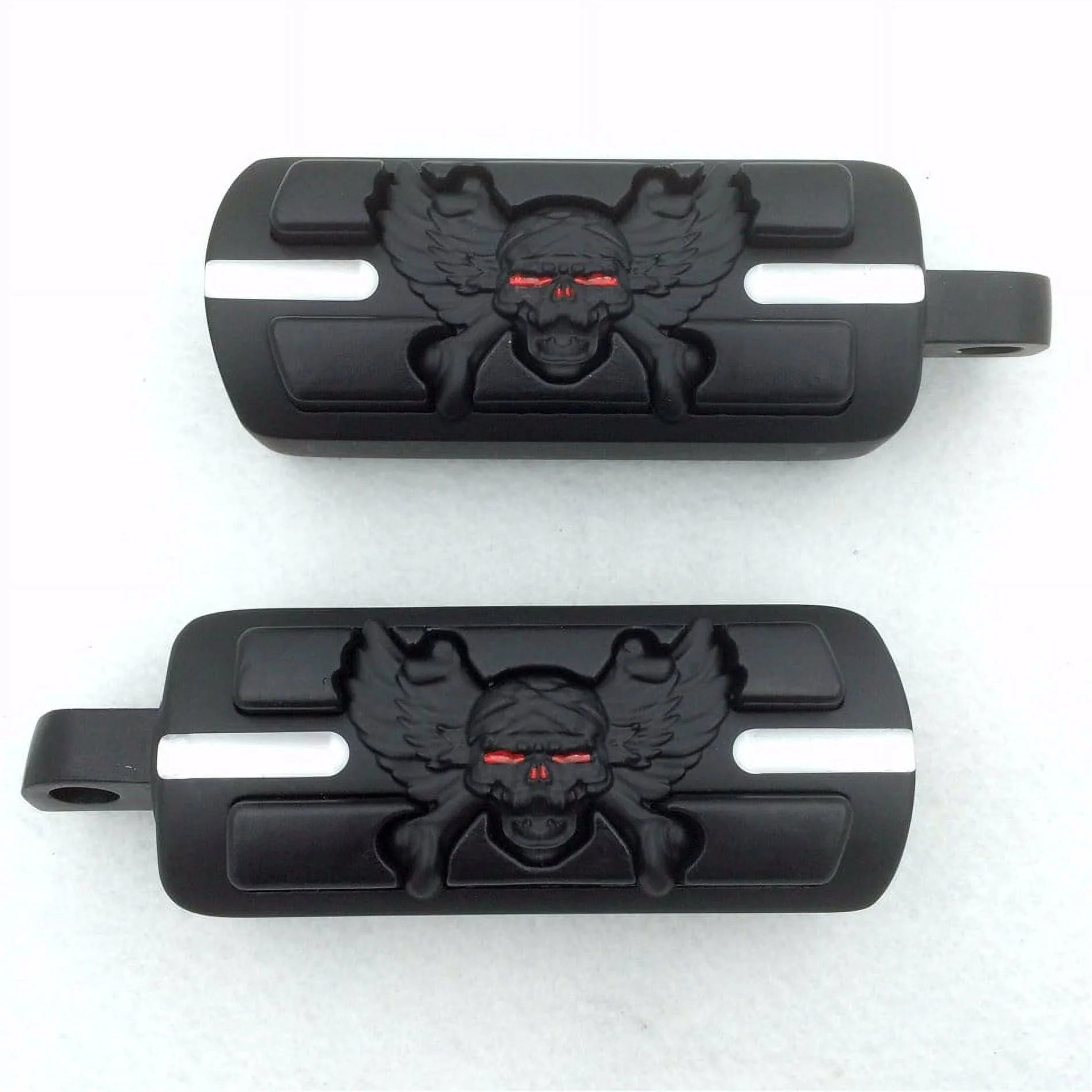 HTT-MOTOR Black Wing Skull Zombie Shape Foot Pegs Fits most models with H-D male mount-style footpeg supports See Description for Detail