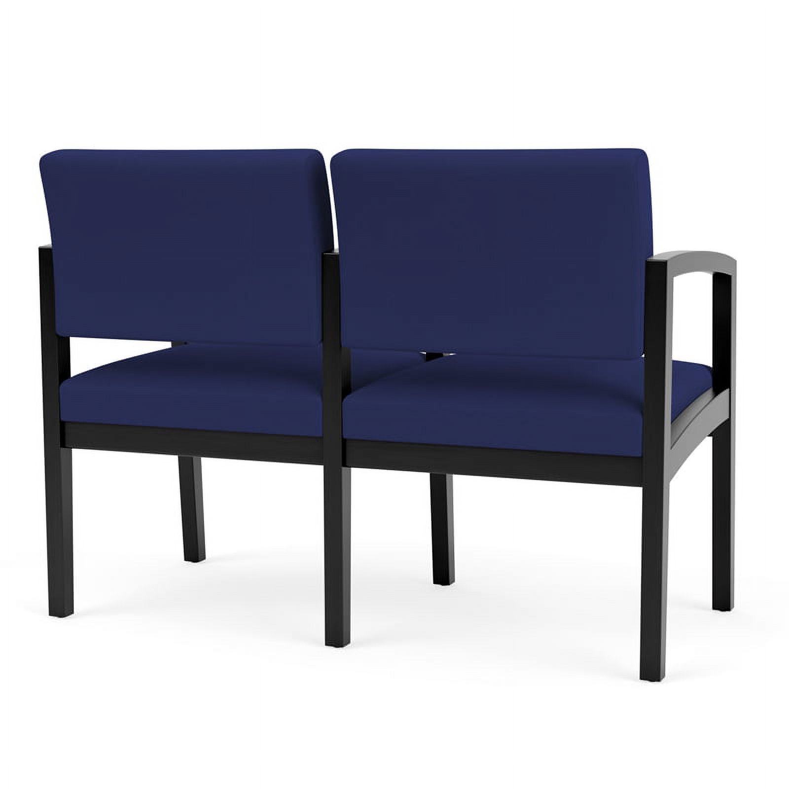 Lesro Lenox Wood 2-Seat Fabric Reception Tandem Seating in Cobalt Blue/Black