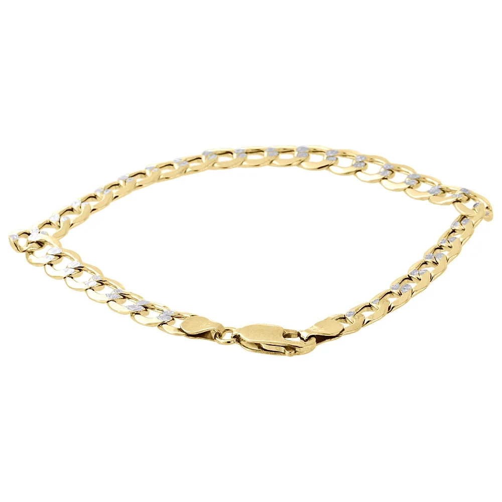 Men's 10K Yellow Gold Hollow Cuban Curb Link 6.50mm Diamond Cut Bracelet 8