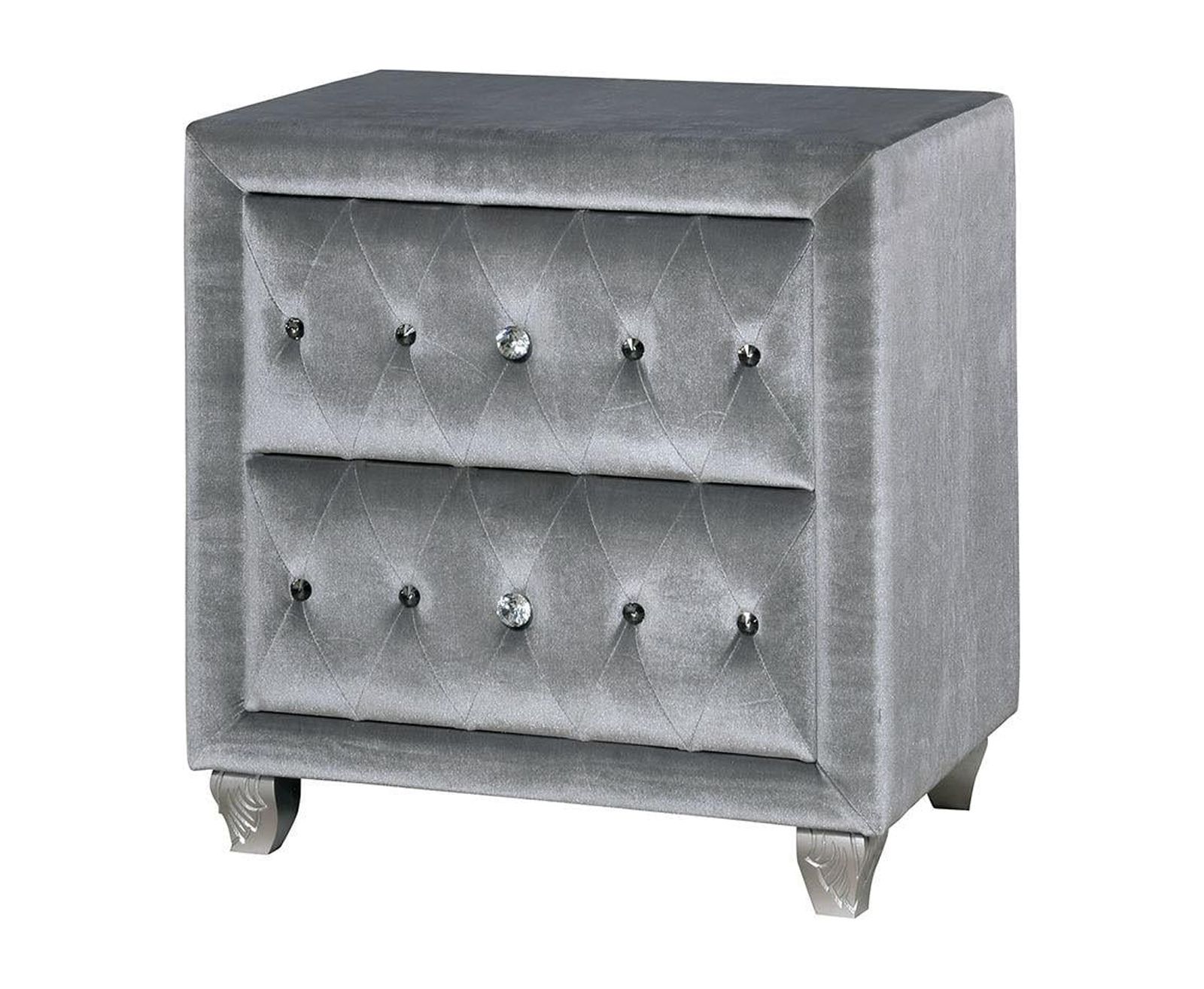 Glam Gray Solid Wood Queen Bedroom Set 3pcs FOA CM7150 Alzir