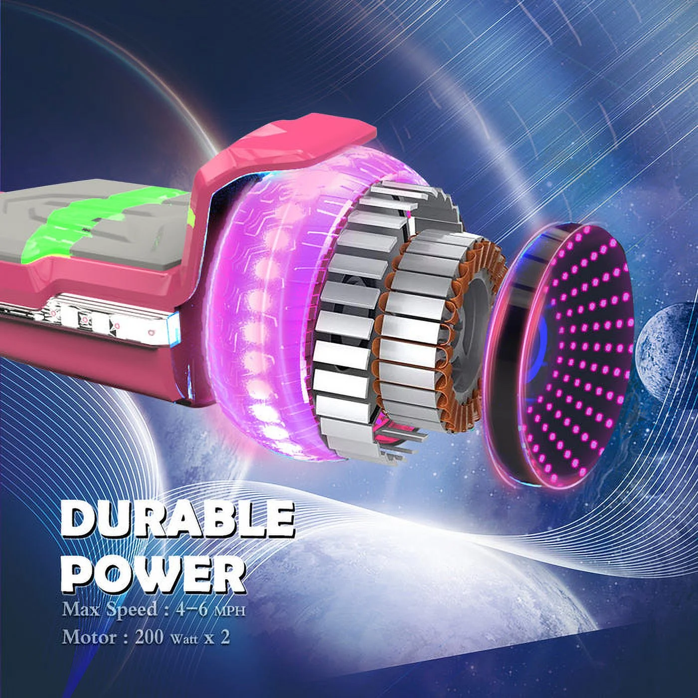 Future Hoverboard with Bluetooth, Full Fuselage Dazzling Lights Self Balancing Scooter with Flashing Wheels for Kids, Teens, Adults