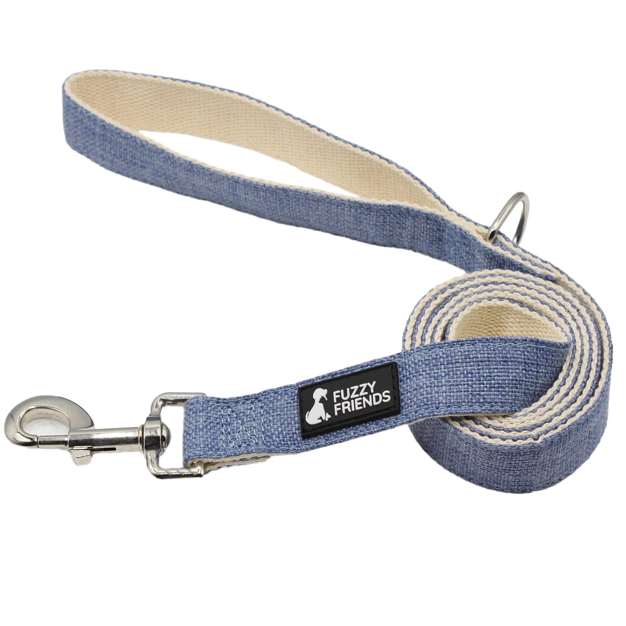 Fuzzy Friends Dark Blue Hemp Dog Leash. Hypoallergenic, chemical free and environmental friendly