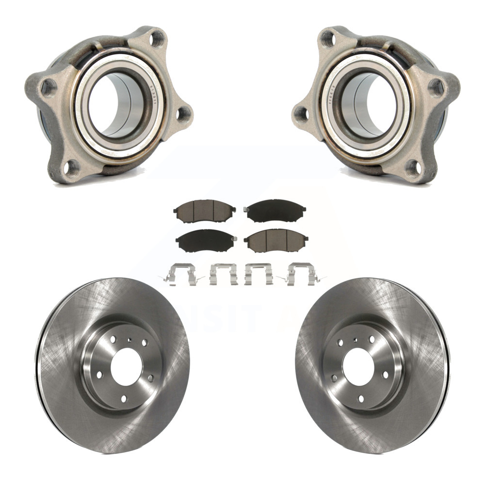 Transit Auto - Front Wheel Bearing Assembly With Disc Brake Rotors And Ceramic Pads Kit For 2006 INFINITI G35 AWD Module KBB-122576