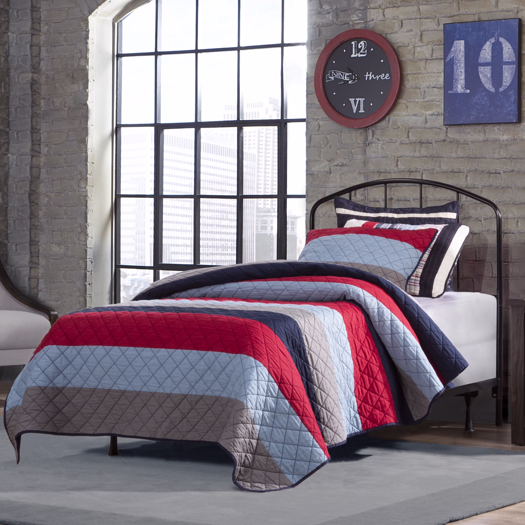 Hillsdale Furniture Tolland Arched Spindle Satin Black Metal Twin Headboard with Bed Frame