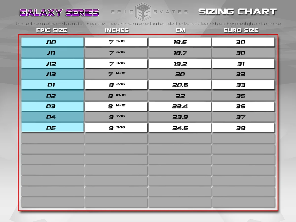 Epic Galaxy Elite Black Quad Roller Skates - Size 4