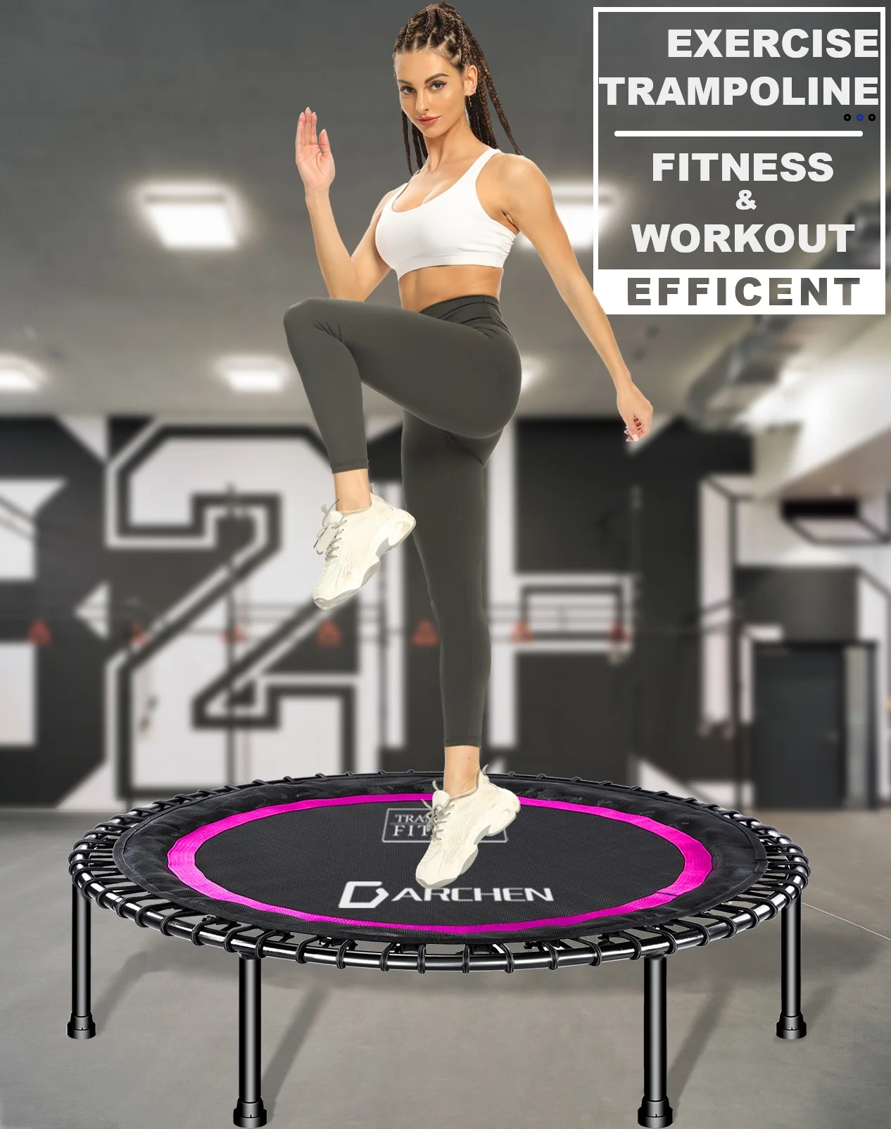 Darchen 450 lbs Mini Trampoline for Adults, Indoor Small Rebounder Exercise Trampoline for Workout Fitness for Quiet and Safely Cushioned Bounce, [40 Inch]