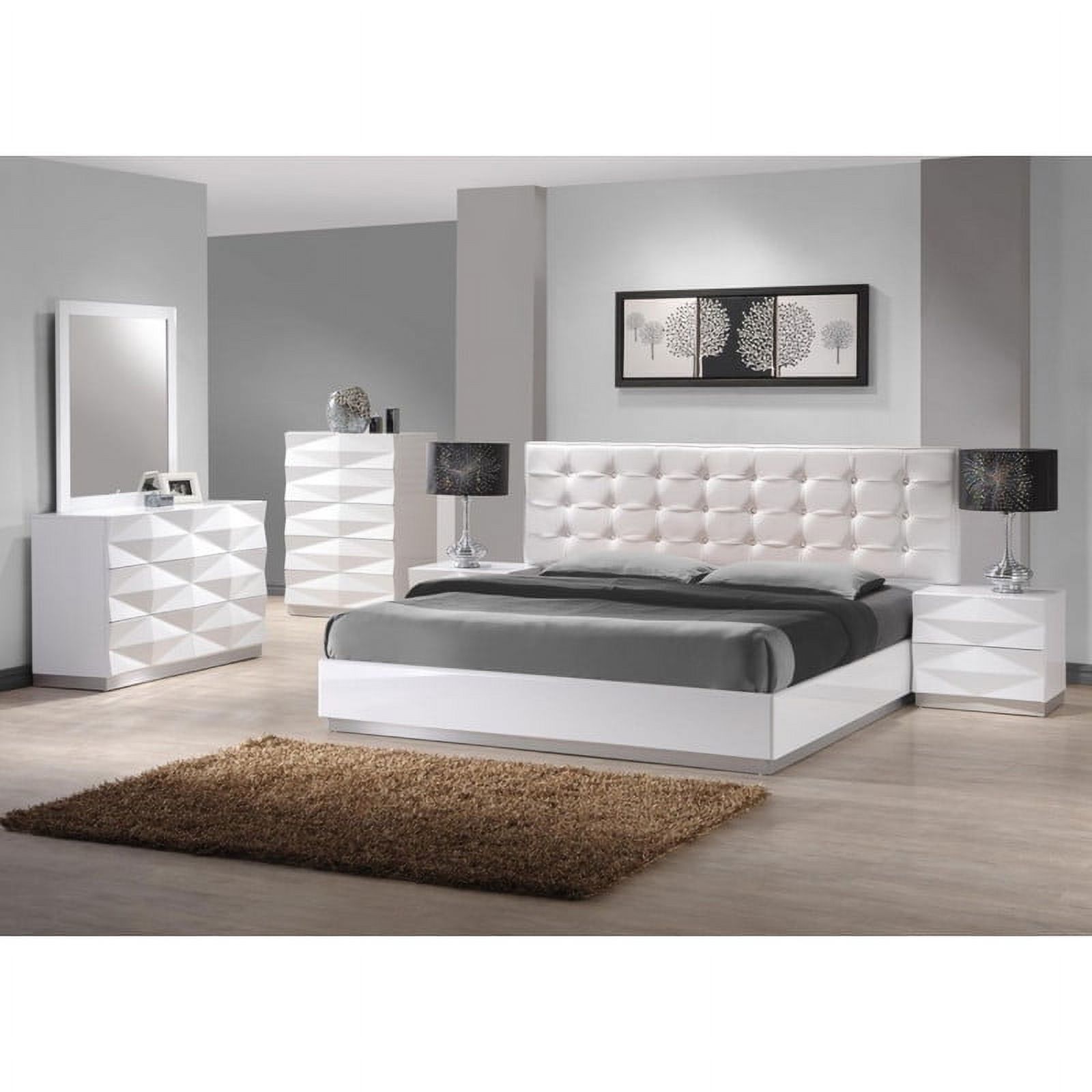 Verona Modern 3-Piece Bedroom Set, White, Full