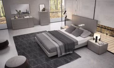 J&M Furniture  Faro Premium Bedroom in Grey with 6 piece queen bed, chest, dresser, mirror and 2 nightstand, queen bedroom set