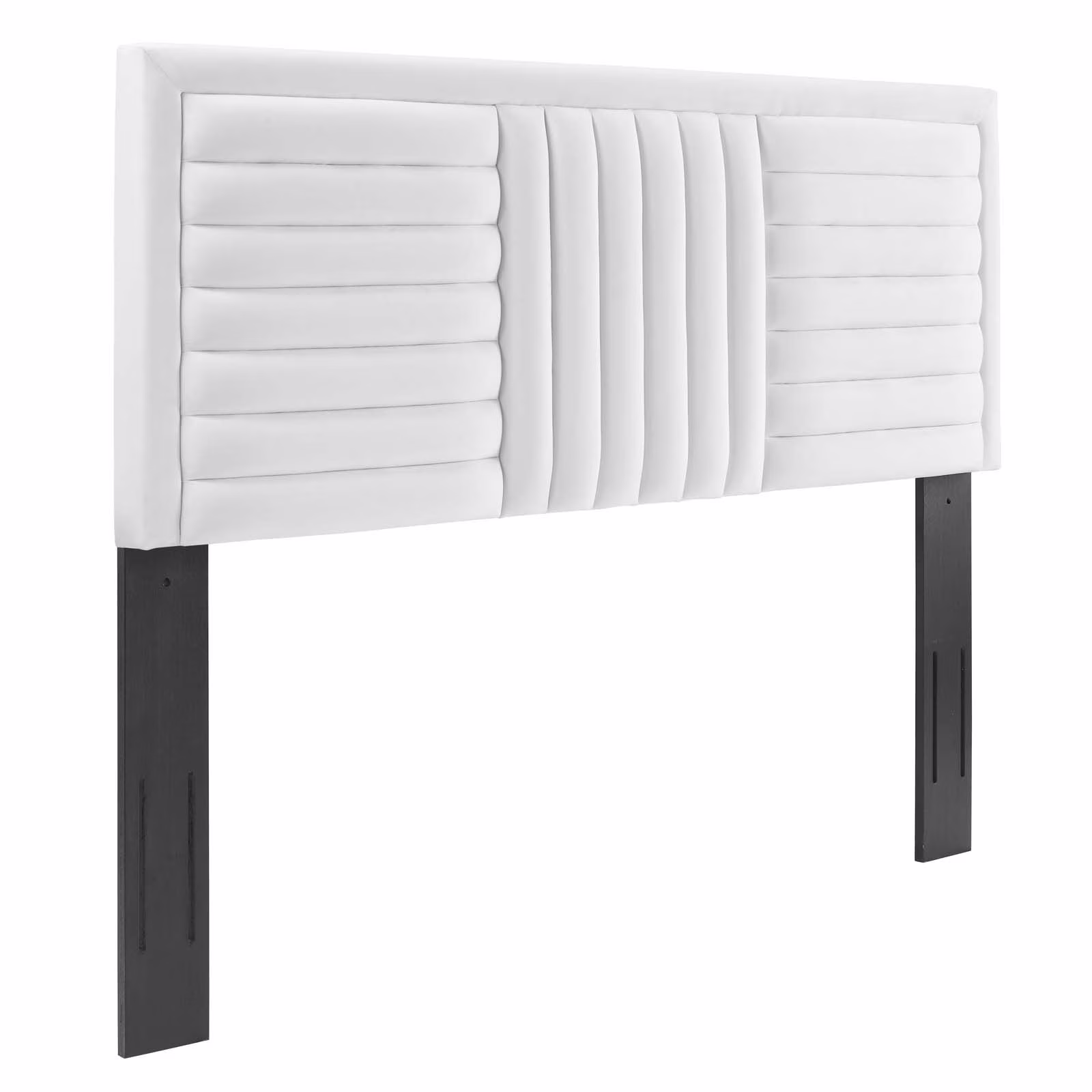 Modway Believe Channel Tufted Velvet Twin Headboard in White