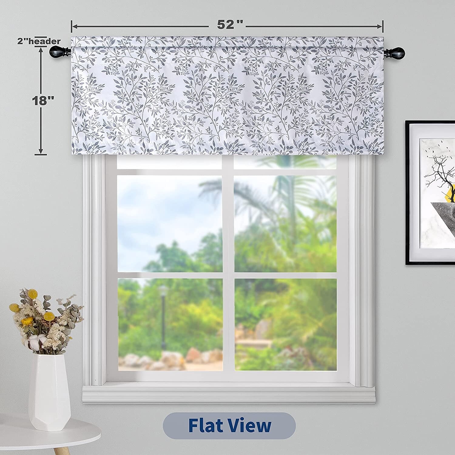 DriftAway Darby Branch Botanical Natural Printed Pattern Blackout Room Darkening Window Curtain Valance Rod Pocket 18