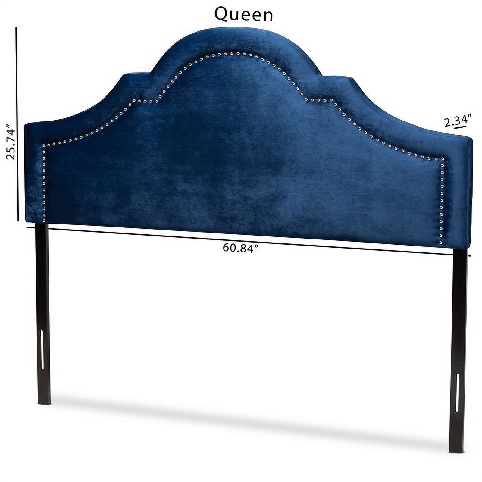 Bowery Hill Modern Velvet/Wood Queen Headboard with Adjustable Legs in Navy Blue