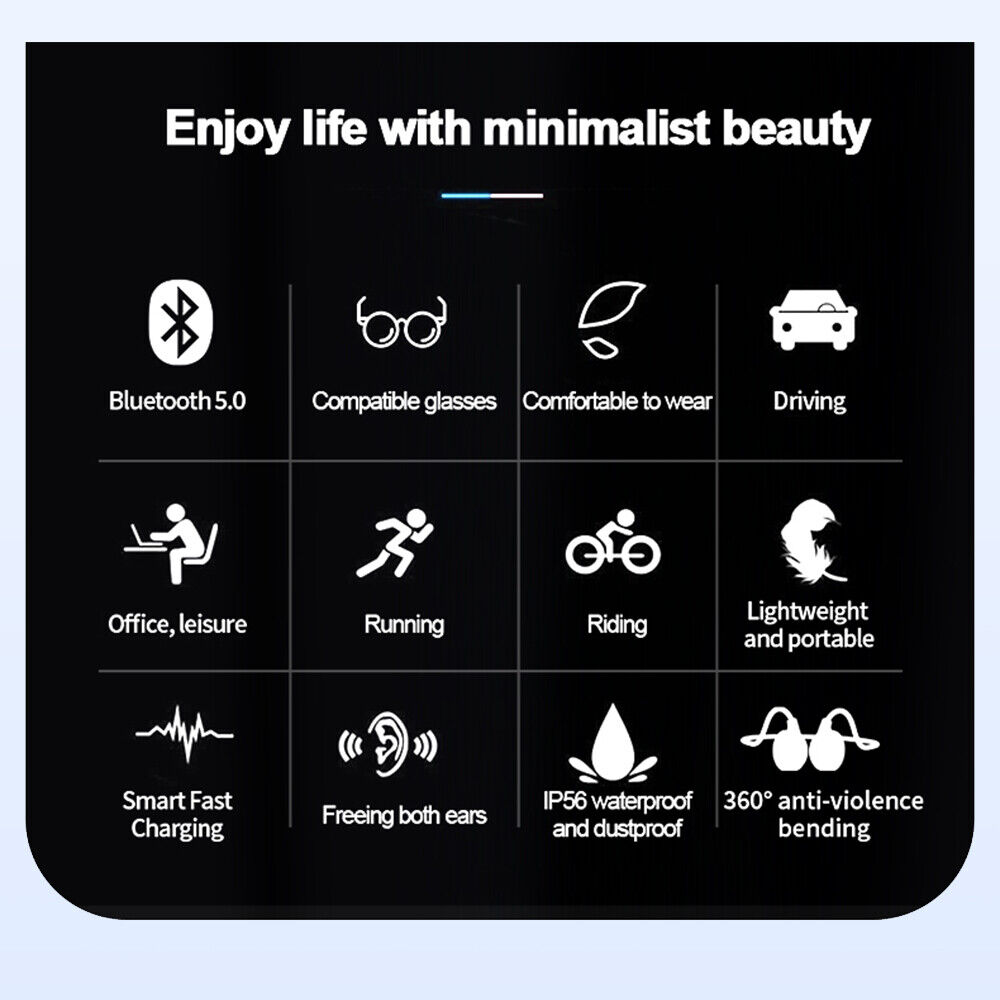 Bluetooth 5.0  Wireless Bone Conduction Headsets Open Ear Headphones MIC