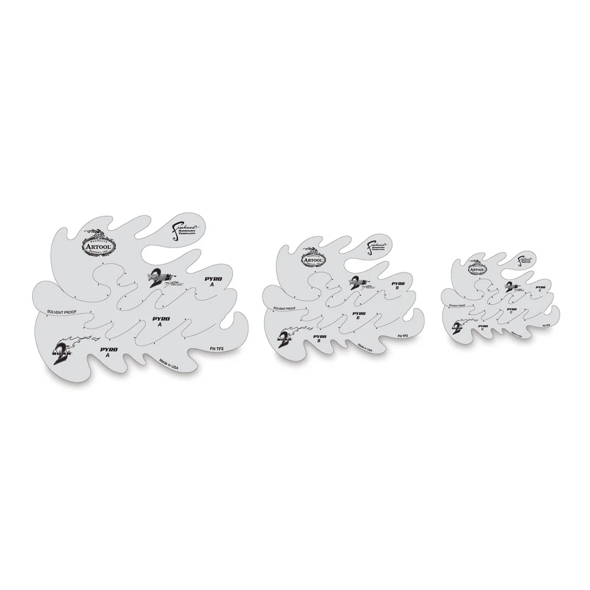 Iwata Artool Freehand Template - Set of 3, True Fire Mini