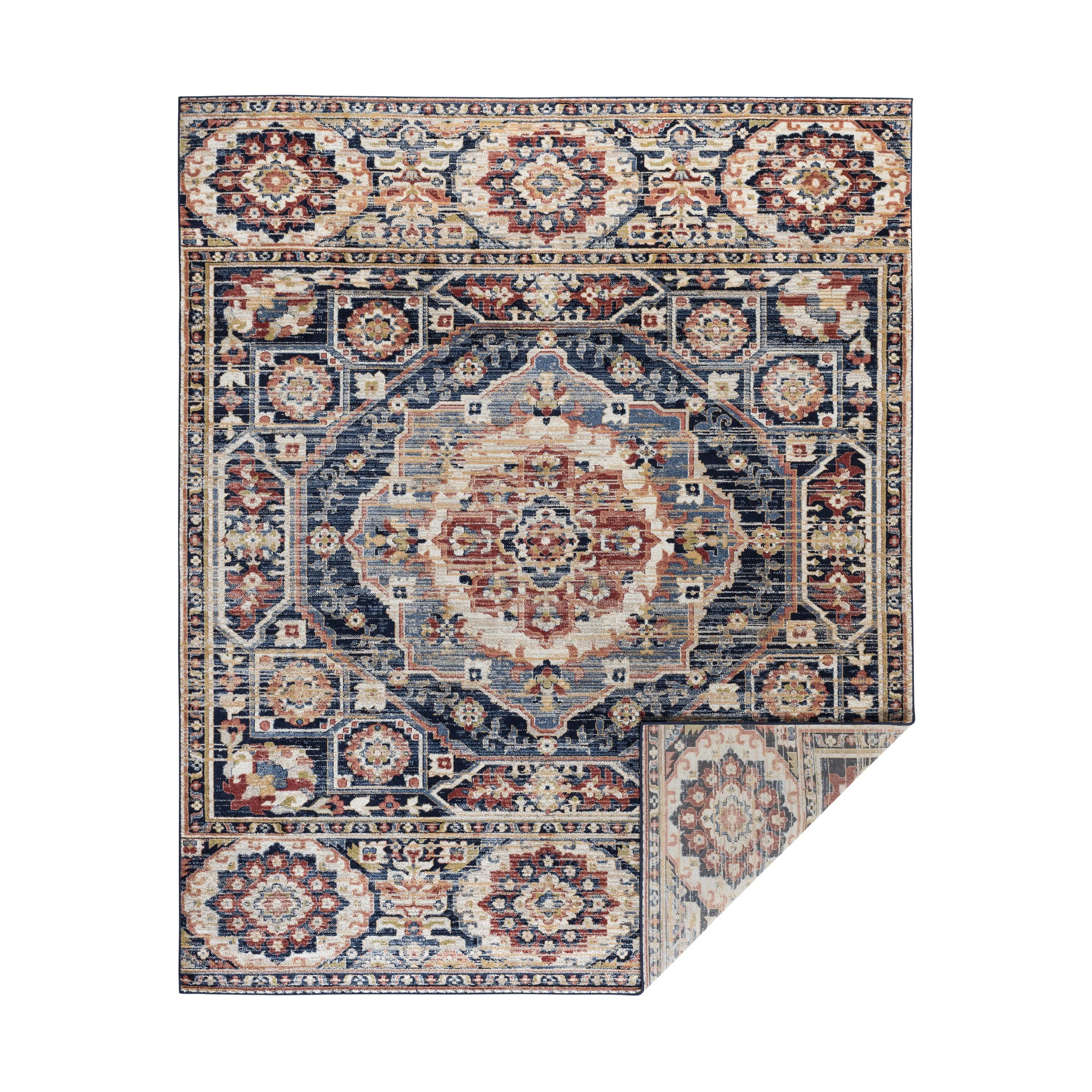 VCNY Home Tabitha Navy Rust Medallion Area Rug, 9' x 12'