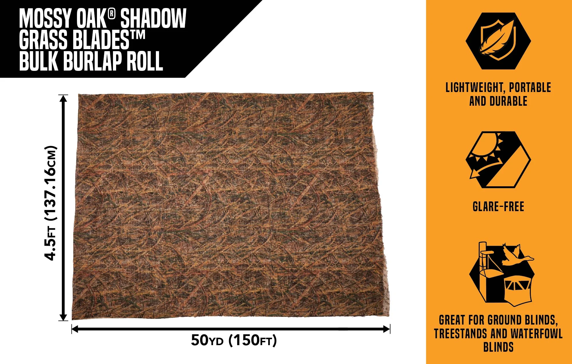 Vanish Burlap Hunting Blind, 50-Yard Roll, Mossy Oak Shadowgrass Camo