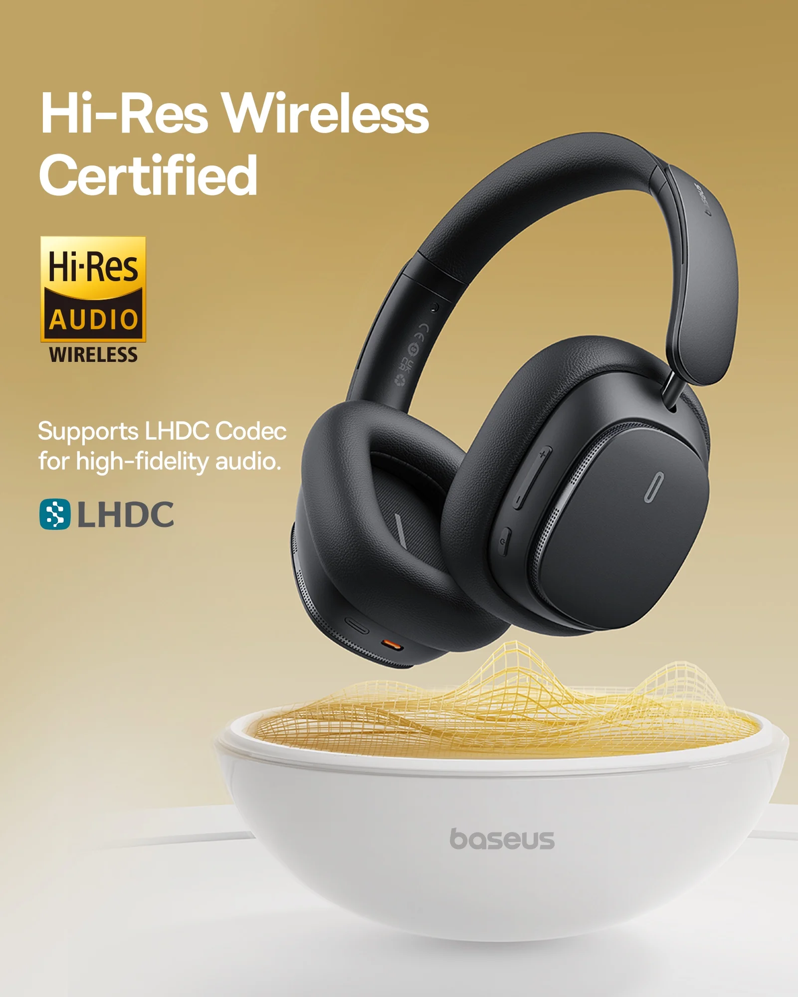 Baseus Bowie H1 Pro Noise-Cancellation Wireless Bluetooth Headphones Cluster Black