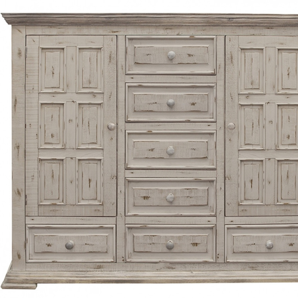 HomeRoots 524566 64 in. White Solid Wood Seven Drawer Gentlemans Chest