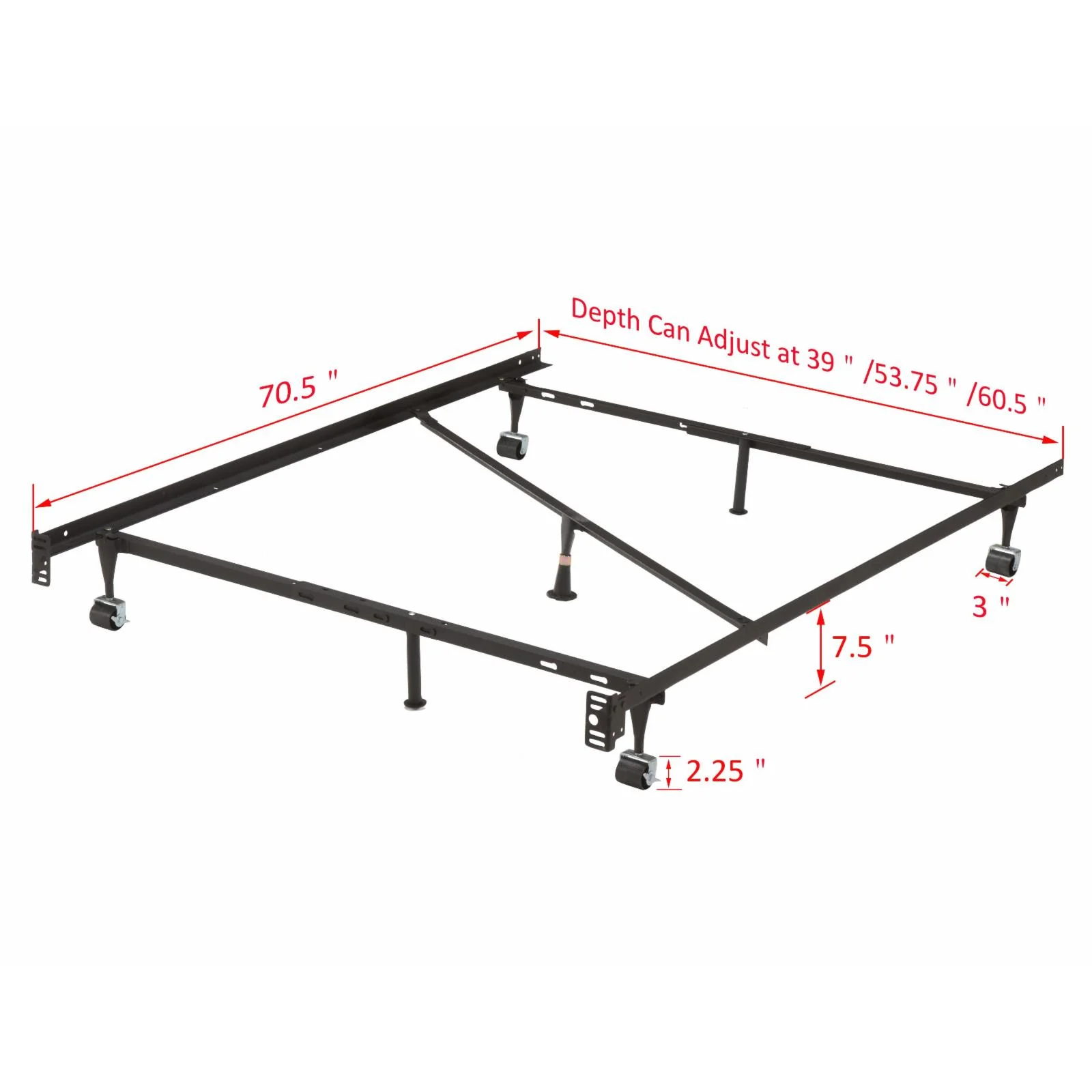 K & B Inroom Commercial Grade Iron Adjustable Bed Frame
