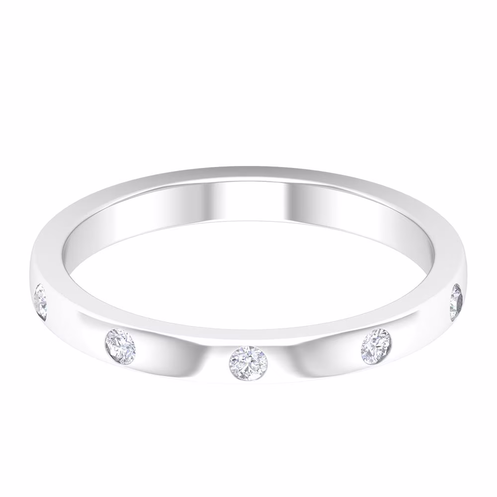 Stackable Half Eternity Band Ring with Moissanite in Gold, 925 Sterling Silver, US 4.00