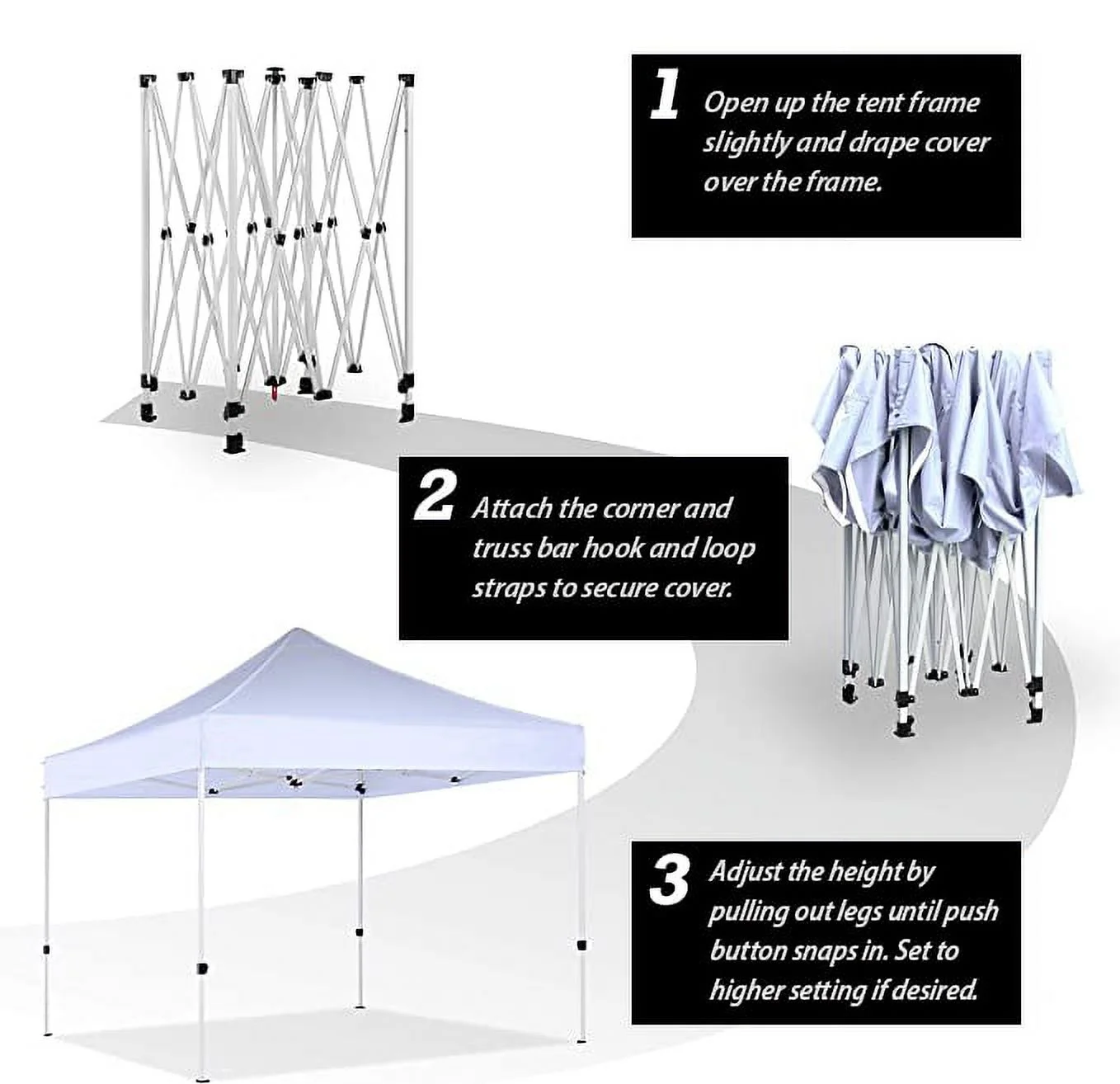 King Canopy Tuff Tent 10'x10' Instant Pop up Canopy , 1-Inch Aluminum Frame, Black,