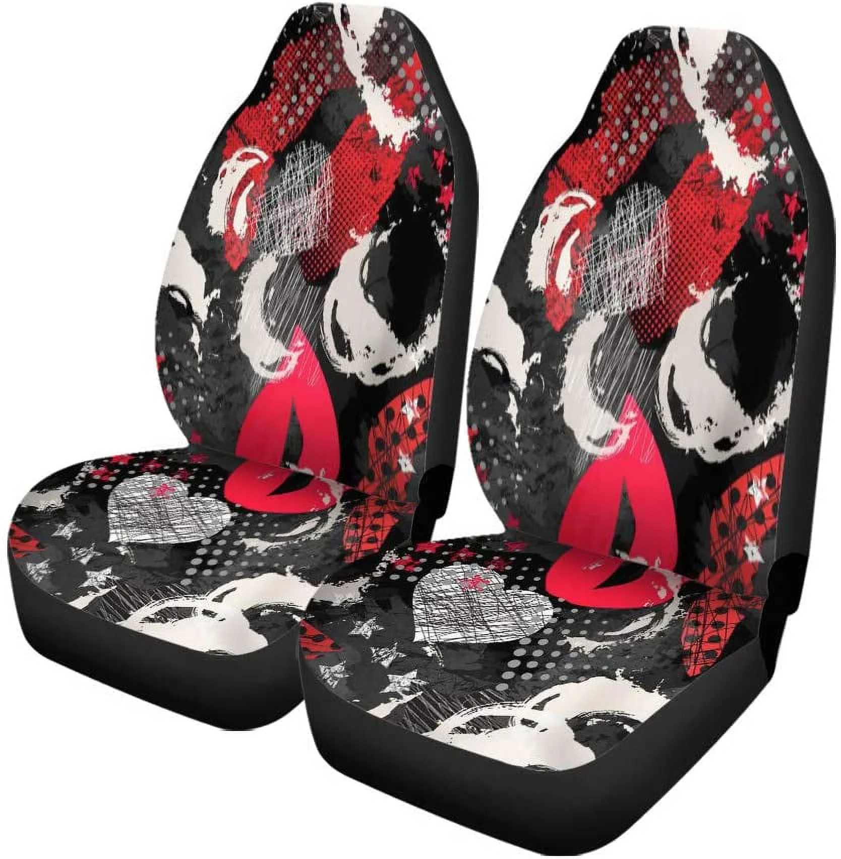 FMSHPON Set of 2 Car Seat Covers Red Pop Makeup and Cosmetics Lips Halftone Watercolor Effect Universal Auto Front Seats Protector Fits for Car,SUV Sedan,Truck