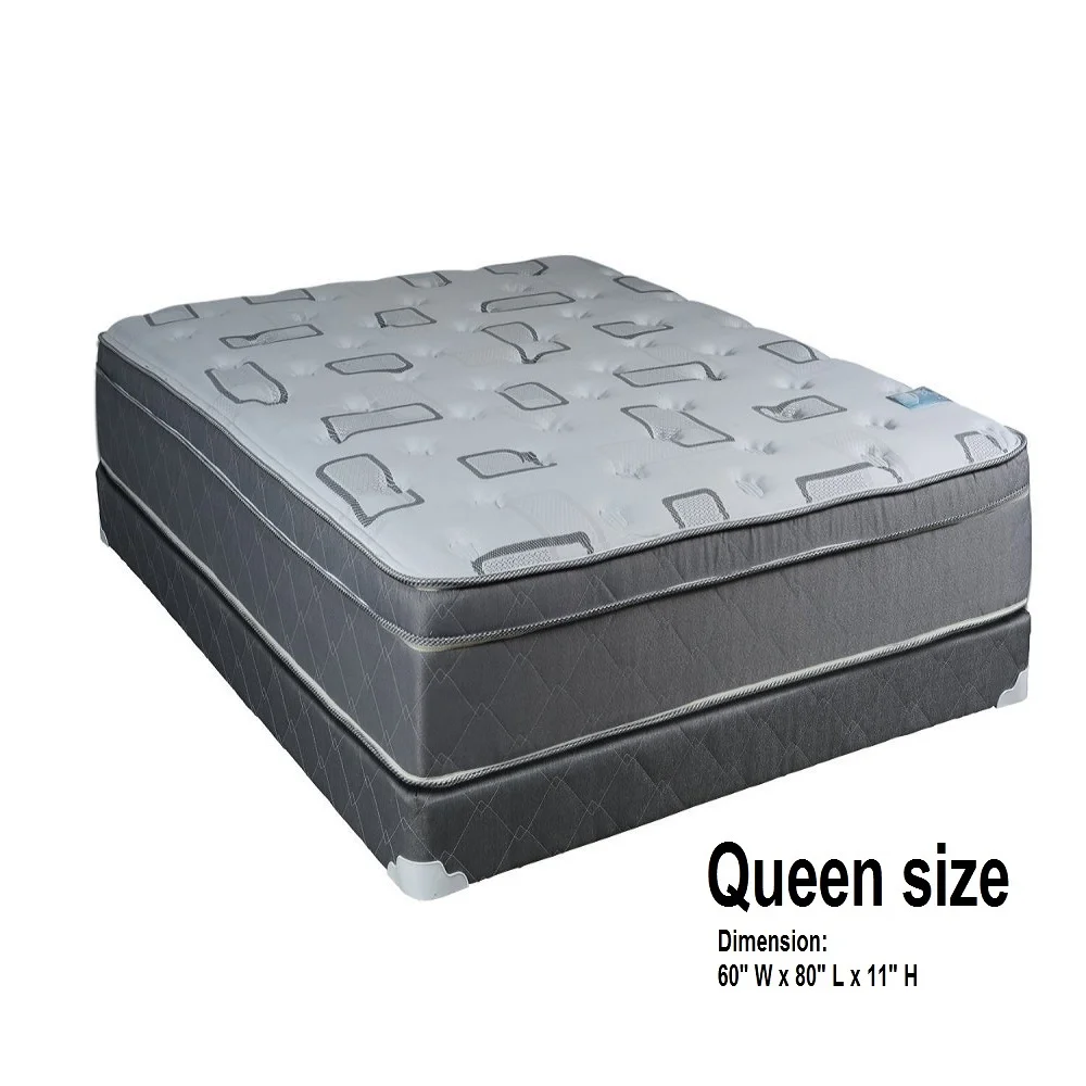 DS USA Natural Trophy Queen Size Medium Plush PillowTop Mattress Set with Metal Bed Frame - Sleep System with Enhanced Foam Encased Support, Orthopedic, Innerspring Coils by Dream Solutions USA