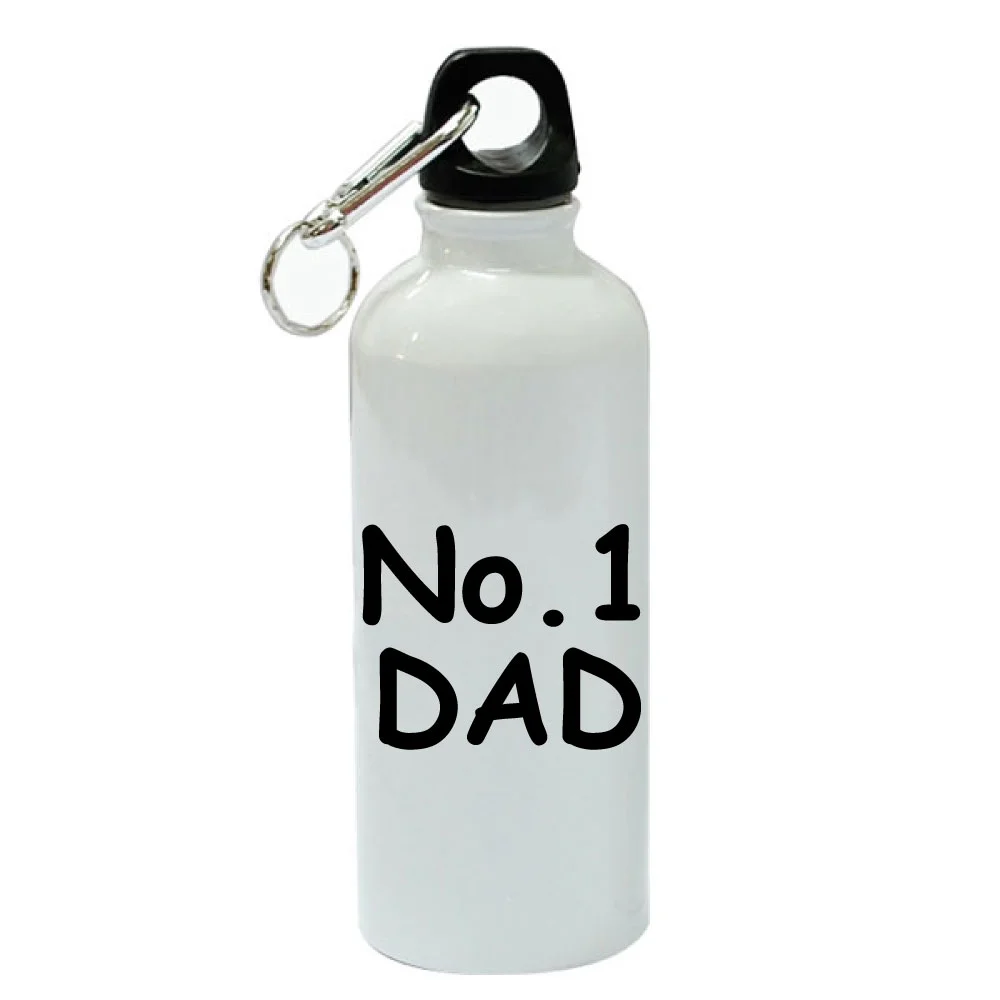 No. 1 Dad White Aluminum Sports 20 oz Water Bottle