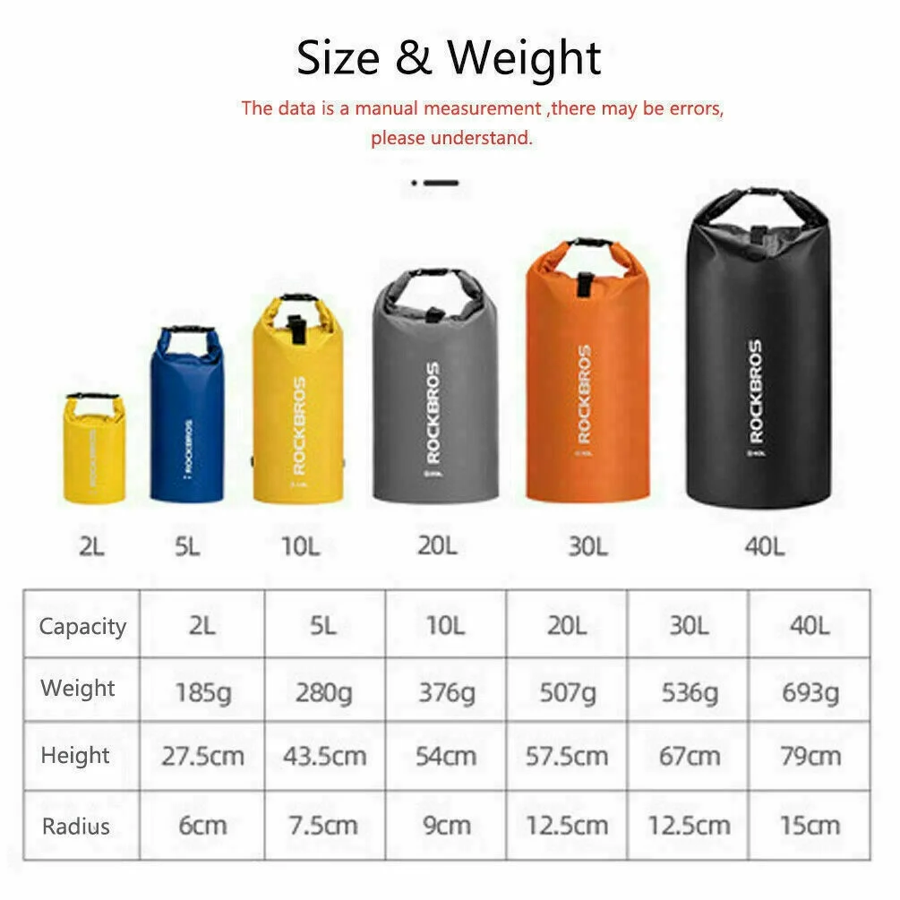 ROCKBROS 30 Dry Bag Backpack Waterproof Beach Bag with Carrying Straps Fishing Swimming Camping Camouflage