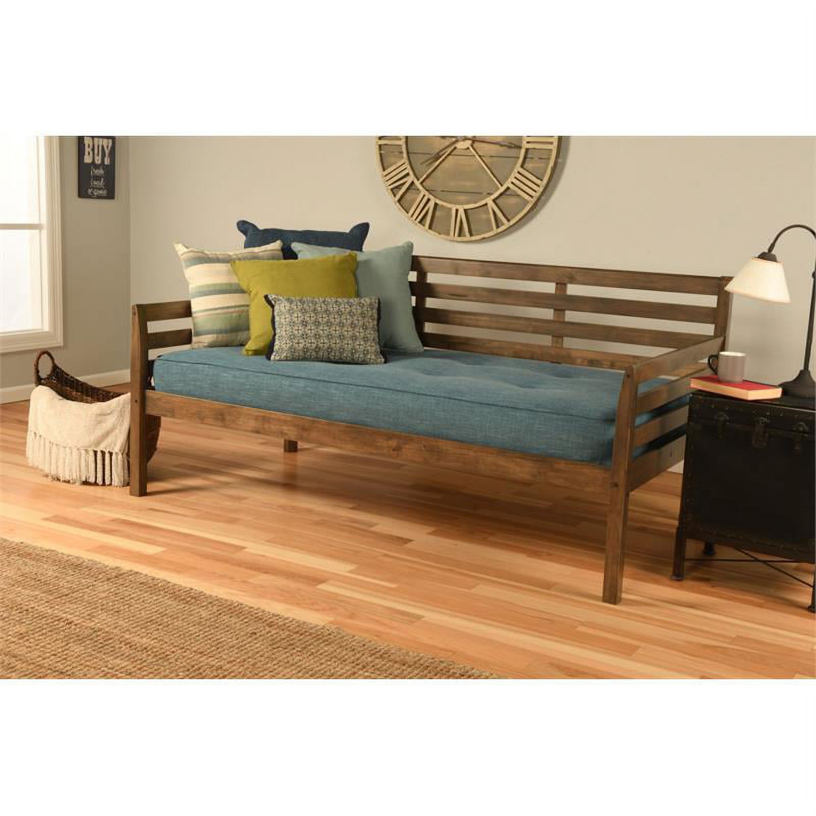 Pemberly Row Twin Traditional Solid Wood Daybed in Rustic Walnut
