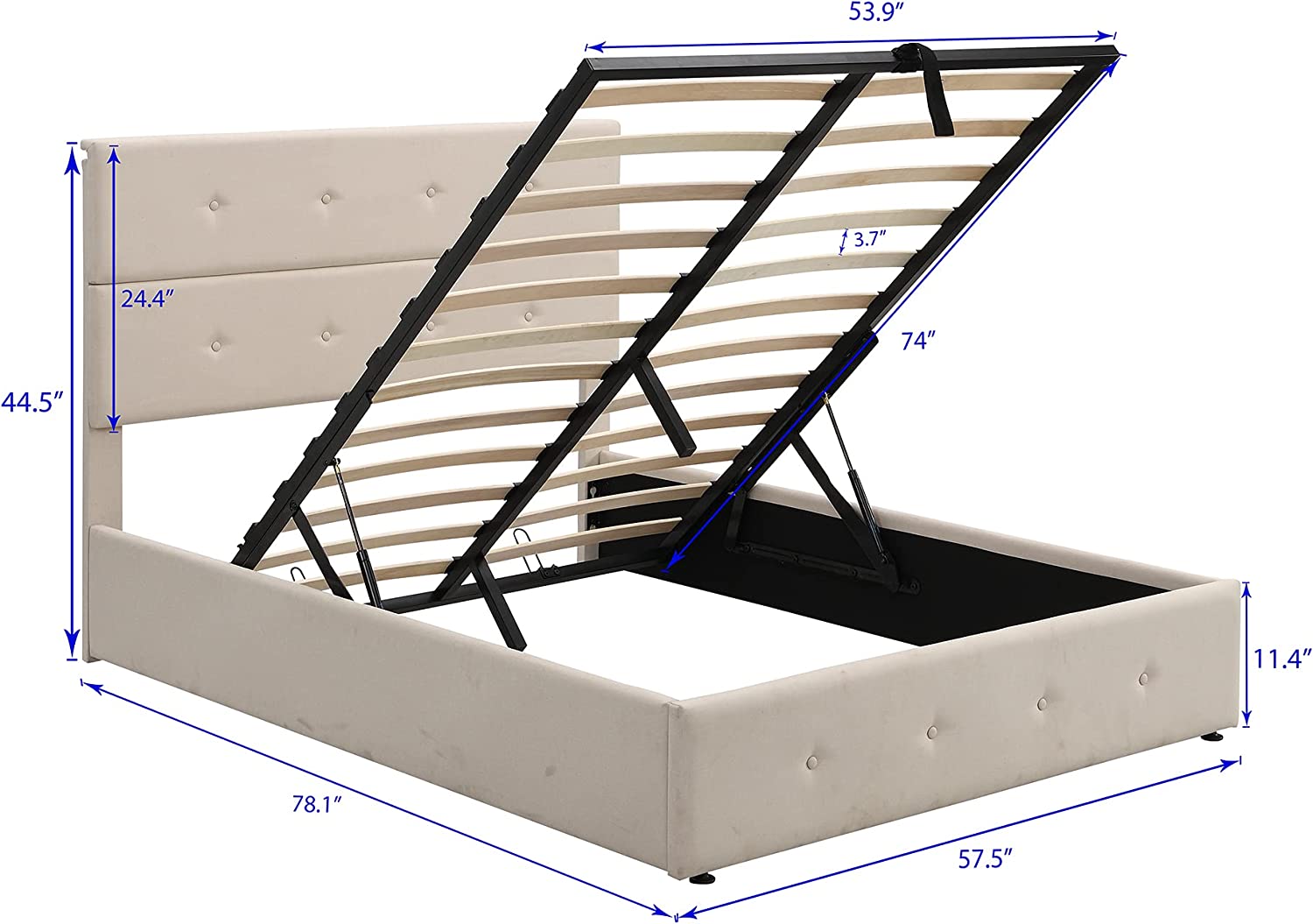 Plaform Bed Frame Wih Sorage Udereah, Lif Up Sorage Bed Full Size Wih Headboard, Gas Lif Sorage Bed, Full Upholsered Plaform Bed Wih Udereah Sorage Beige