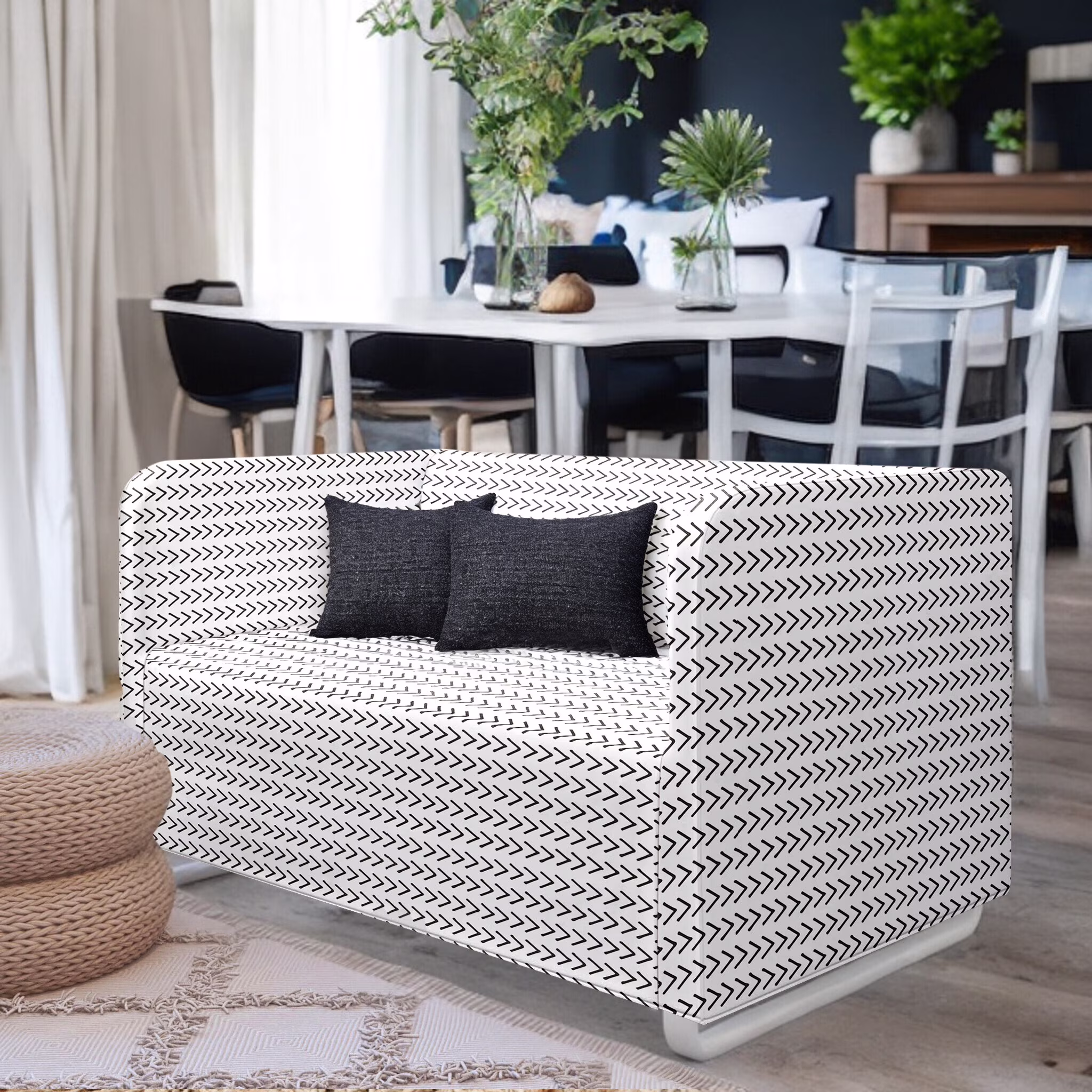 Compatible with IKEA KNOPPARP 2 Seat Sofa Boho Mudcloth Arrow Slip Cover