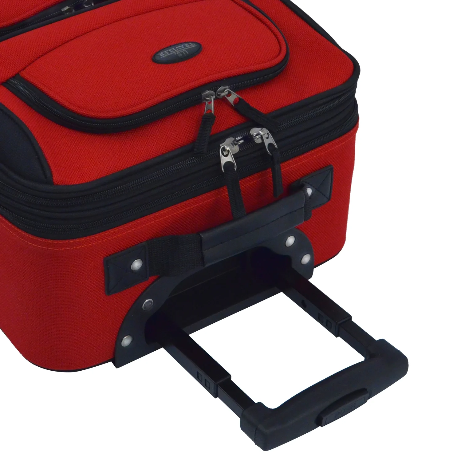 U.S. Traveler Rio Rugged Fabric Expandable Carry-on Luggage, 2 Wheel Rolling Suitcase, Red, 2-Piece